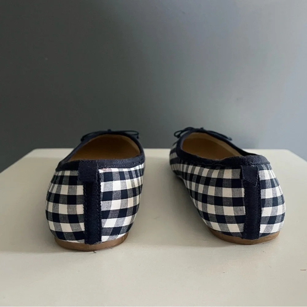 J.Crew Crewcuts Little Girl Gingham Checkered Ballet Flats Navy Size 3 GUC
